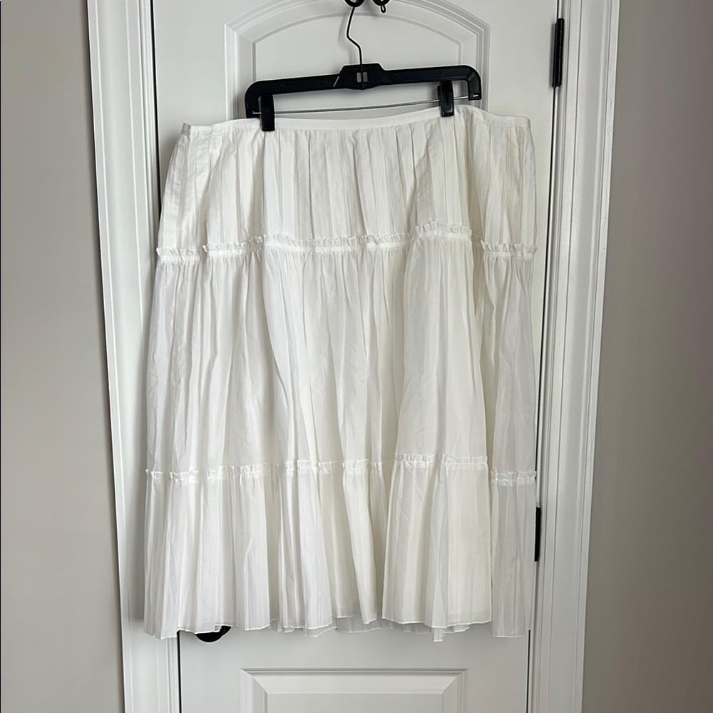 Talbots White Tiered Skirt 24W